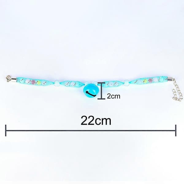 Justerbart pärlhalsband för husdjur med bjällra [HK] Blue