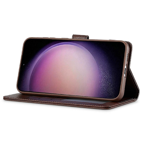 LC.IMEEKE Fodral till Samsung Galaxy S25 Kalvtextur PU Läder Ställ Plånbok Mobilskal - Grå[HK] Brown Multicolor