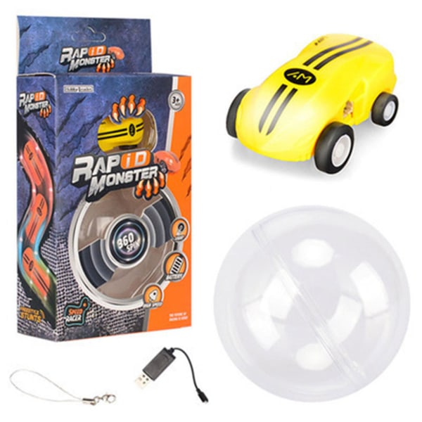 Mini høyhastighets lekebil Micro Racer stuntbiler 360 graders roterende lommeracer Glow in The Dark[HK] Yellow