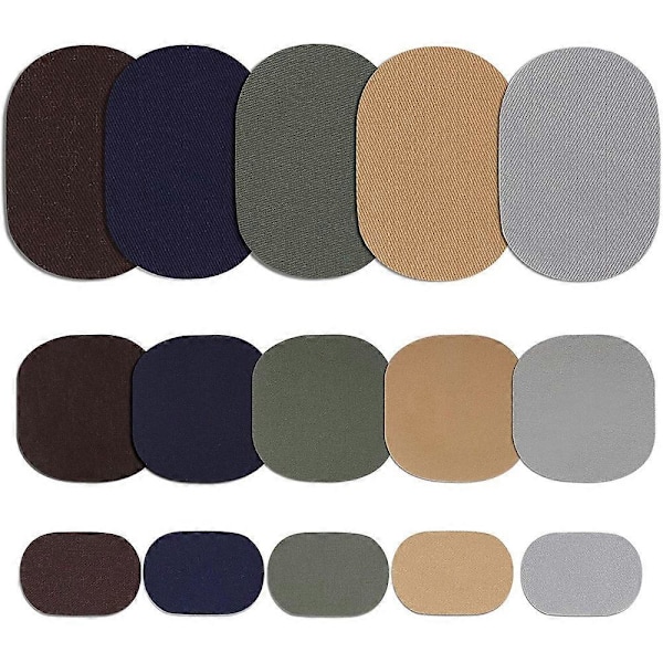 30 Stycken Stryk-på-Tyg Lappar Tyg Reparationslappar Twill Klädreparationskit för Jacka Kläder, 5 Färger[HK] as shown
