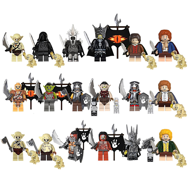 Den perfekte julegave  18 stk. The Lord of the Rings middelalderlige riddere minifigurer legetøjssæt antik militær rustning orker soldater byggeklodser