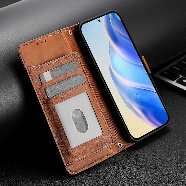 Lommeboketui med glidelås i PU-skinn for ZTE Blade A75 5G / Nubia Focus[HK] Brown