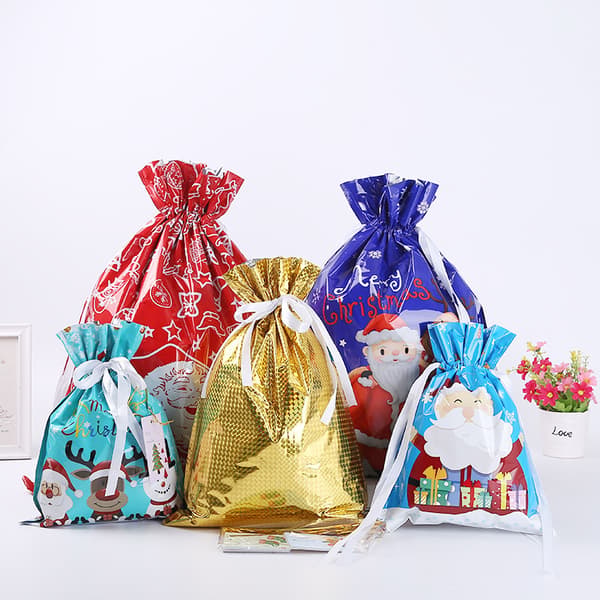 Presentpåsar med dragsko Julgodispåse Julgodispåsar Julklappspåsar Tomtepresentpåse[NC]