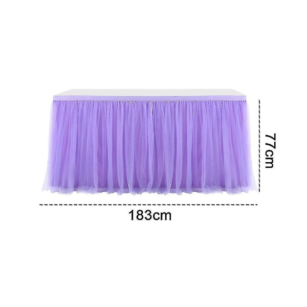 Tyllbordskjol för rektangulära eller runda bord Tutu Bordskjol Vit Volangduk för Bröllop Möhippa Dop Födelsedagsfest C[HK] Purple