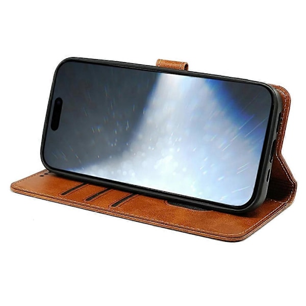 För iPhone 16 Fodral Kalvtextur Läder Ställ Bokstil Telefonskal [HK] Style C Multicolor
