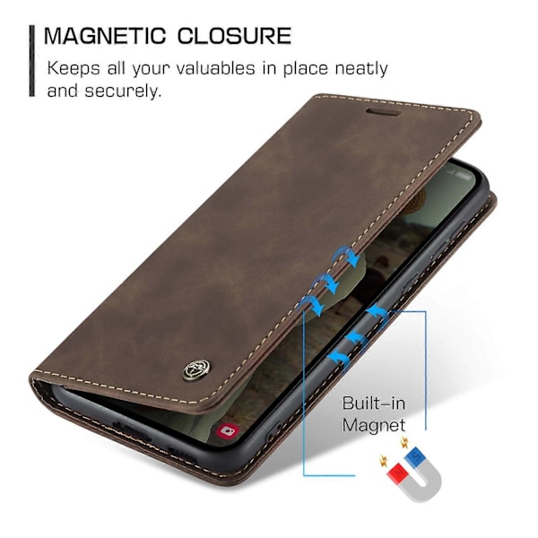 CASEME 013-serien för Samsung Galaxy A55 5G Fodral PU Läder Ställ Visning Business Telefonskal [HK] Style E Multicolor