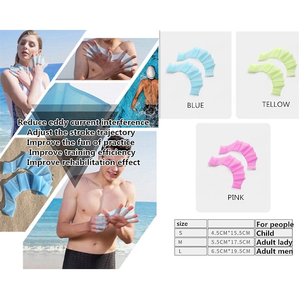 2 Par Silikone Svømmehandsker Finger Frø Type Svømmehud Vandtræning Vandmodstand Fitness Paddle Aerobic For Mænd Kvinder Børn[HK]