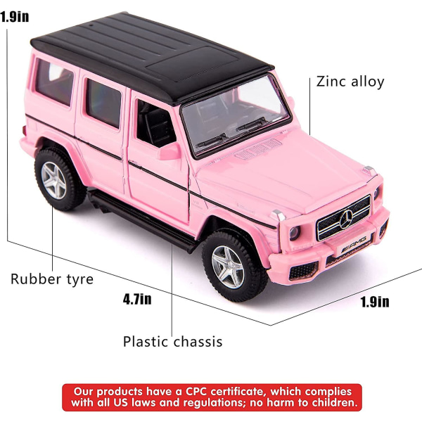 1/36 Scale G63 valuautomalli, sinkkiseoksesta valmistettu leluauto lapsille, vetoautot leluauto taaperoille lapsille, pojille, tytöille, lahja (vaaleanpunainen)[HK]