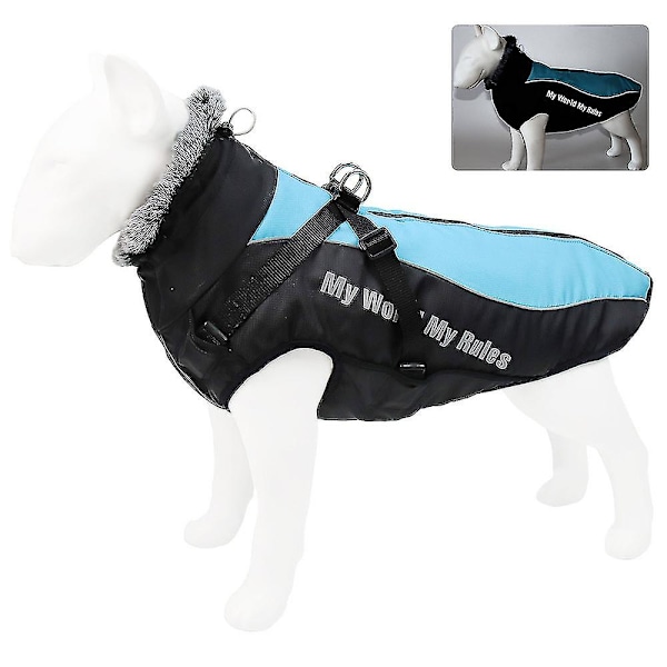 Tøj til Store Hunde Vandafvisende Stor Hund Vest Jakke Efterår Vinter Varmt Pels Krave Kæledyr Hund Frakke Til Fransk Bulldog Wilma Hund Ns2[HK] Blue 4XL