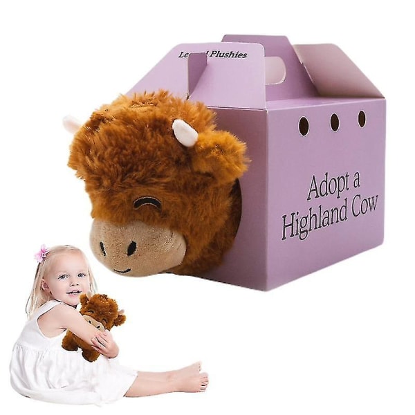 Adoptera en Highland Cow Plysch, Söt Ko Gosedjur Fluffig Ko Figur Leksaker[HK] yak bagged