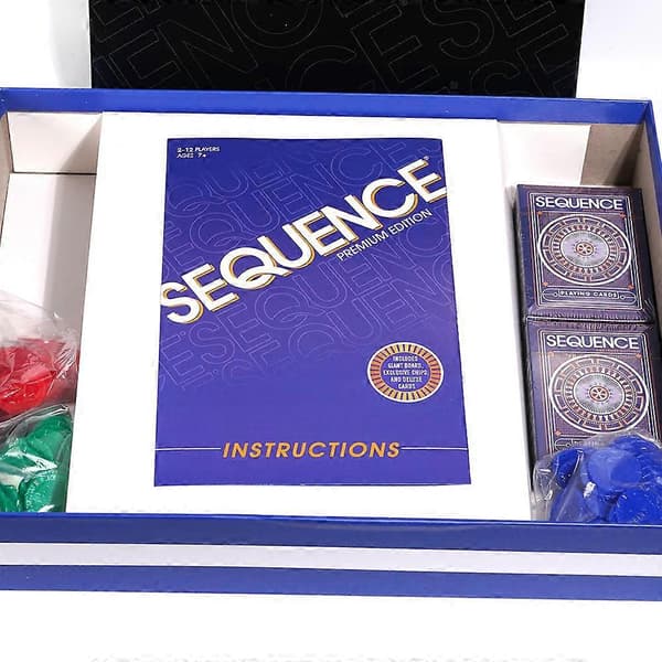 Sequence Premium Edition lautapeli, viisi peräkkäin -strategiakorttipeli aikuisille ja perheille [HK]