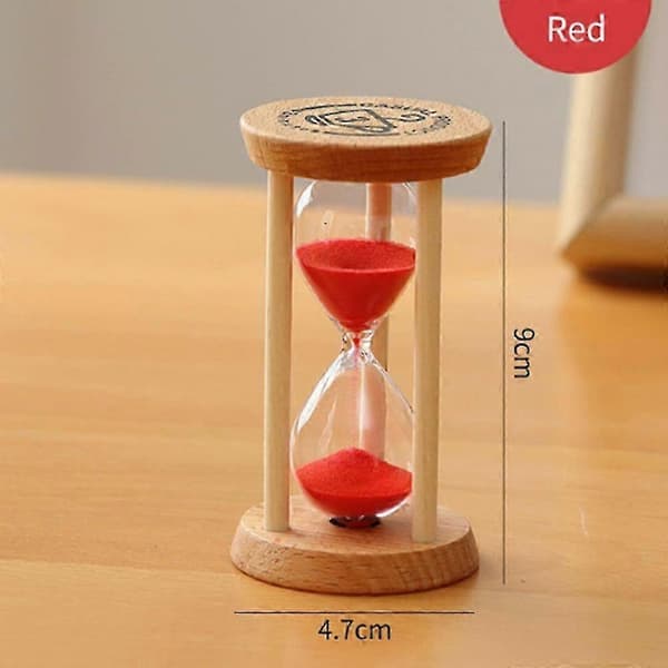 Velegnet til timeglas sandtimer 3 minutter sandur rundt ur træ timer rød[HK] 5 5