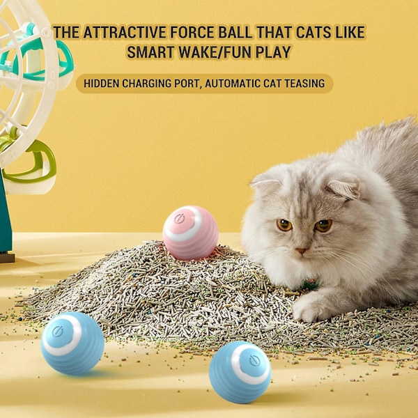 BPA-fri Smart Interaktiv Kattkule USB-ladbare Automatisk Kattkule med Fargerikt Lys - Rosa [HK]