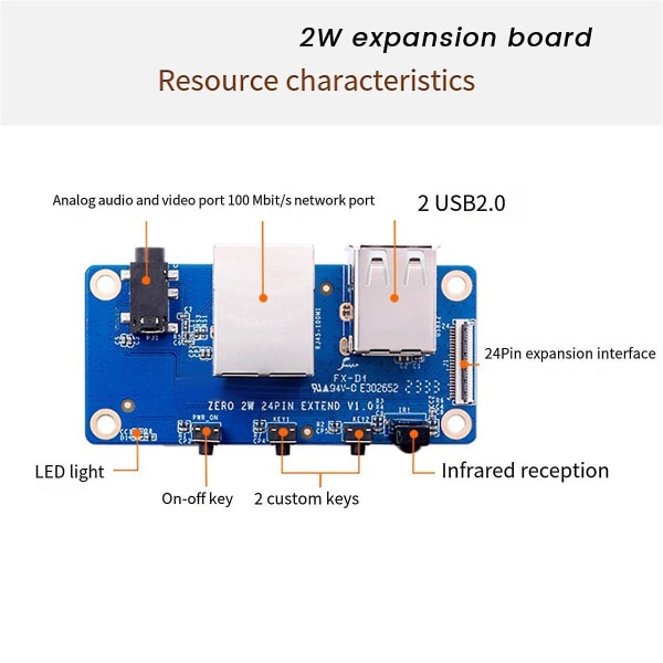 For Orangepi Zero 2w Laajennuskortti Ir Vastaanotto Ethernet Monitoiminen Kannettava 24pin Toiminto([HK])