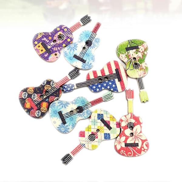Träknappar Sytillbehör med Gitarr-mönster för Sömnad 2-pack[HK]