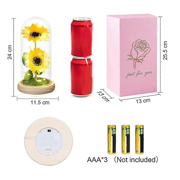 Konserverad Blomma Glaslock Glödande Guld Folie Solros Alla Hjärtans Dag Present[HK]