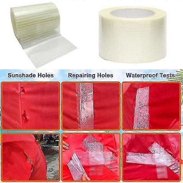 Vattentät RV Markis Reparationstejp Stark Vidhäftning Tält Reparationstejp Transparent Båtöverdrag Reparationslapp Kit[HK] 20M