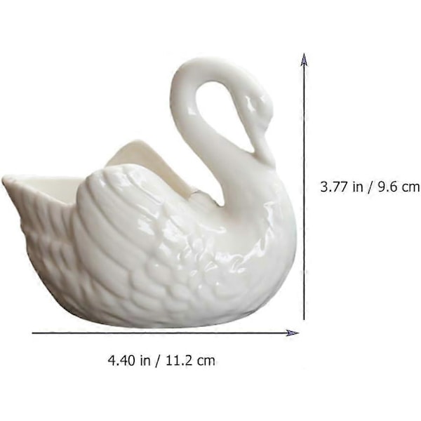 Keramisk Svanprydnad Bröllopspresent Handgåva[HK] White
