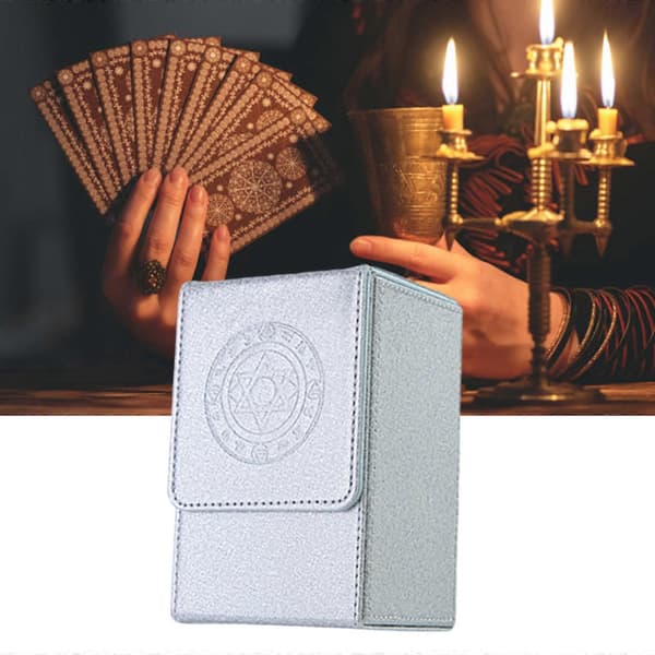 Stor Magnetisk Opbevaringsboks til Divinationskort Ekstra PU Læder Planner Til Flere Kortspil Og Tilbehør Gradient hvid[HK] Gradient silver
