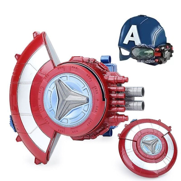 Kompatibel med Captain America Shield Toy Launcher Shooting Boy Child Toy Deformation Soft Bullet Gun Cosplay Mask Baby Anime Gave[HK] launcher