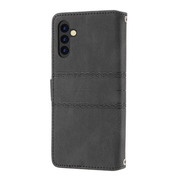 Präglat Läderfodral För Samsung Galaxy A34 5G[HK] Black