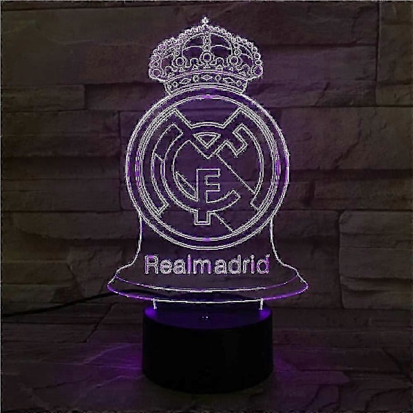 Wekity 3D LED Nattlampa Illusion Lampa 16 Färgskiftande Dekorlampa Perfekta Presenter Till Barn (val) (Real Madrid)[HK]