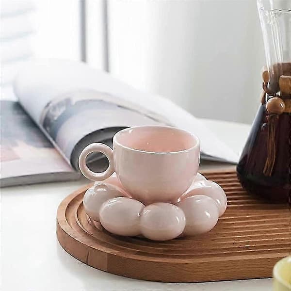 Blomst Kaffekop & Underkop Sæt Keramisk Kaffekop 200ml Hvid[HK]