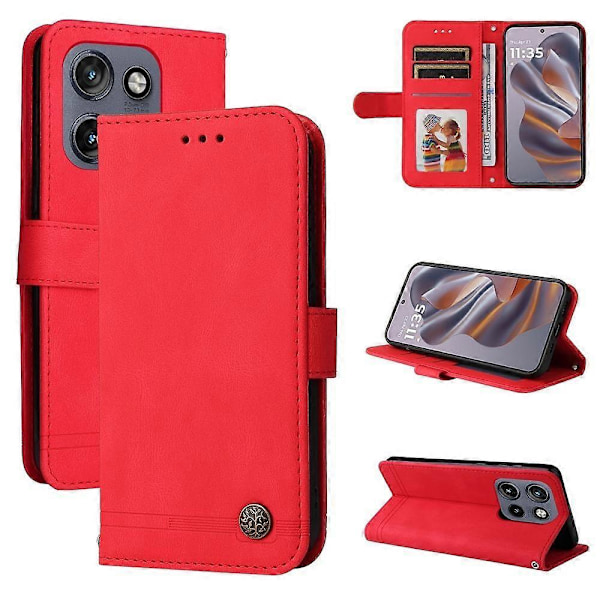 Ihoa myötäilevä PU-kotelo Motorola Edge 50 Neo / ThinkPhone 25[HK] -puhelimelle Red
