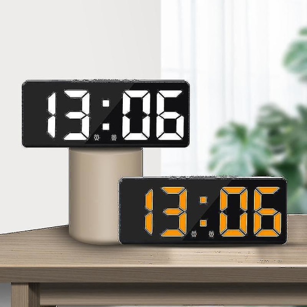 HK Smart Stor Digital Væg Ur App Kontrol Tid/dato/&lyd Aktivering & Trinløs Lysstyrke & Lydstyrke Alarm Med Snooze Funktion Yw Yellow