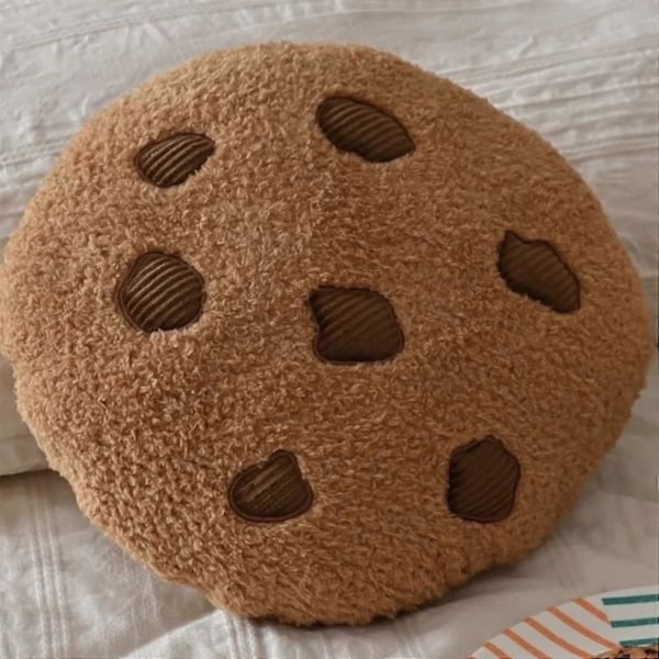 Rund Kudde Formad Som Kaka, Kreativ Bekväm Mjuk Plysch Matformad Kudde med Fotorealistisk Design, Sittdyna (Brun, 1[HK]