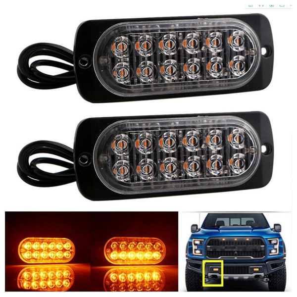 HK 12 LED Strobe Varningsljus Lätt att installera Indikatorlampa för Lastbilstillbehör Yellow Light