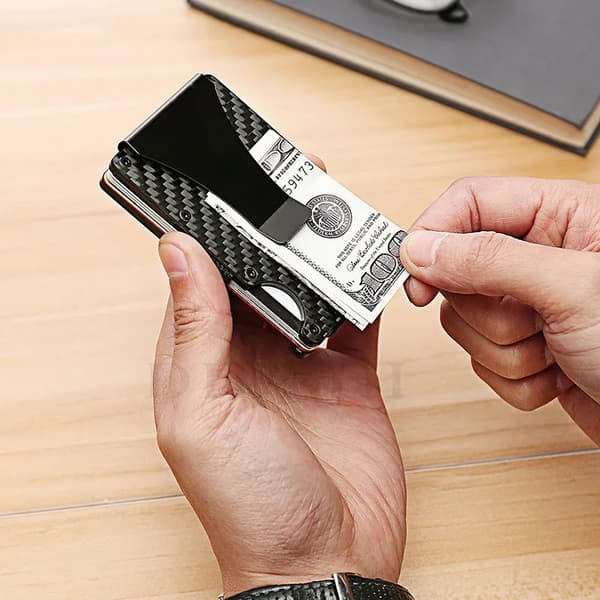 Mænds slanke RFID-pung med metalkortholder