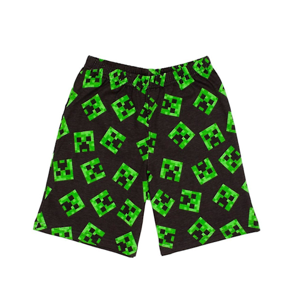 Minecraft Pojkar Kortärmad Kort Ben Pyjamas Set Svart Creeper & Zombine All-Over Print[HK] Green 7-8 Years