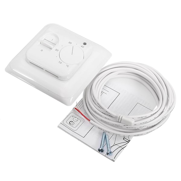HKK Hvid 230v 16a Mekanisk Gulvvarmetermostat Temperaturkontrolkontakt Med Gulvsensor