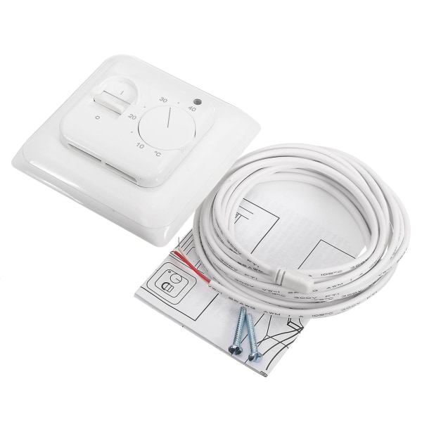 HKK Hvit 230v 16a Mekanisk Gulvvarmetermostat Temperaturkontrollbryter Med Gulvsensor