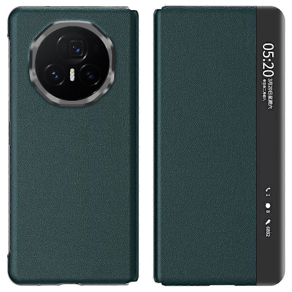 For Honor Magic V3 5G Deksel Visningsvindu PU Lær Stativ Smarttelefon Deksel -[HK] Green Multicolor