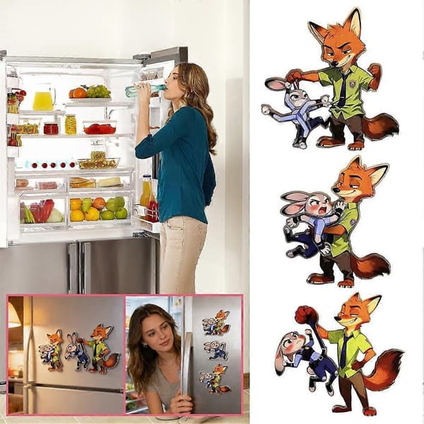 Zootopia Roterende Magnet Køleskabsmærkat Nick Judy Fan Gave Samlerobjekt[HK] A