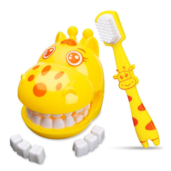 Giraffetennmodell for med tannbørste Småbarnsgave Tennbørsting Lærehjelp[HK]