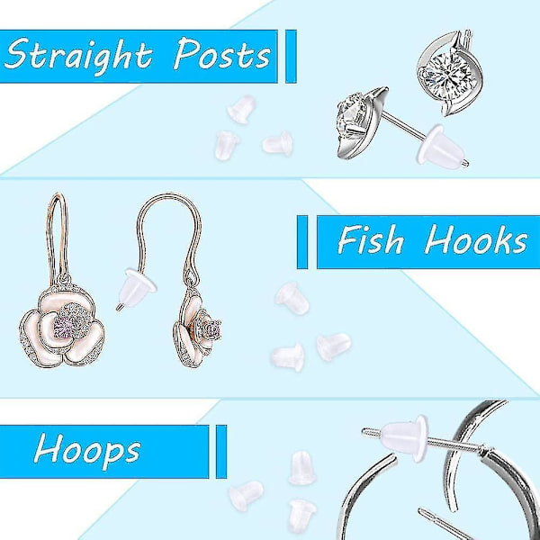 1000 st Earringsspärrar, Hattar för Hypoallergena Örhängen, Stopp för Örhängen, Transparenta Gummispärrar för Koniska Örhängen. [HkkK]