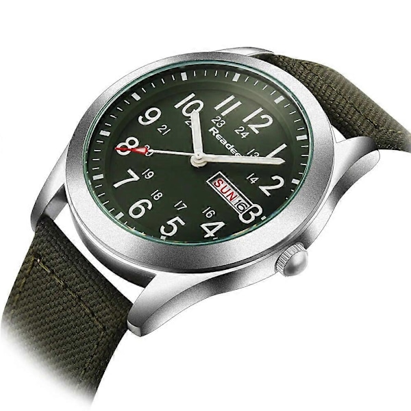 \"2016 Readeel Märke Mode Herr Sportklockor Herr Quartz Datum Klocka Man Läderrem Militär Armé Vattentät Armbandsur\"[HK] Green