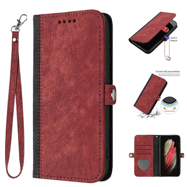 Fodral för Samsung Galaxy A53 5G Premium Mjukt PU Läder Flip Folio Plånbok Ställ Skydd Kompatibelt med Samsung Galaxy A53 5G Skal[HK] Red