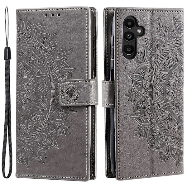 För Samsung Galaxy S25 Plus Skal Präglat Totem PU Läder Plånbok Ställ Telefonskydd [HK] Grey