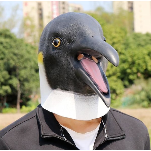 HKK Penguin Mask Halloween Latex Animal Head Cover Cosplay