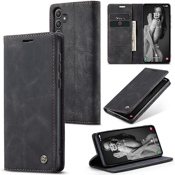 CASEME 013-serien för Samsung Galaxy A55 5G Fodral PU Läder Ställ Visning Business Telefonskal [HK] Style D Multicolor