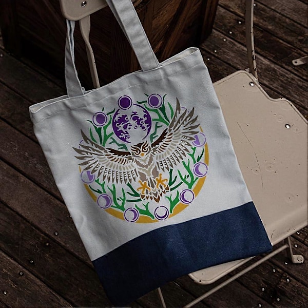Uggla Schablon 30x30cm Månfas Mall Återanvändbar Uggla Djur Målningsmall Cirkulärt Mönster Mångren Plastschablon för Målning[HK]
