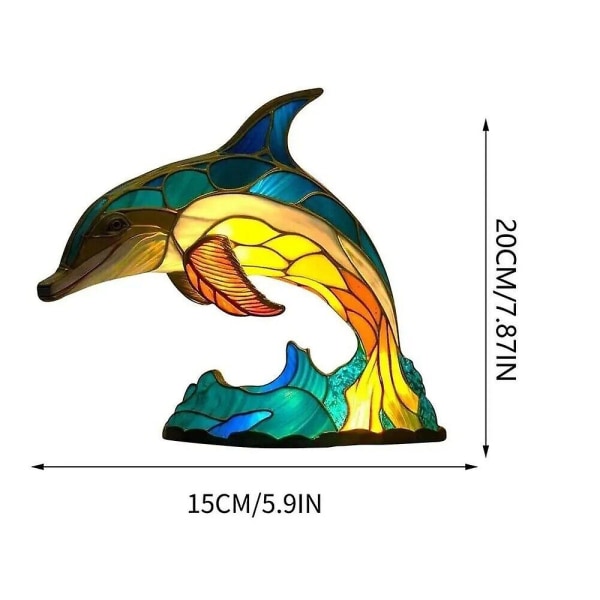HK  Serie med bordslampor i färgat glas | Bordslampa i färgat harts för heminredning Dolphin