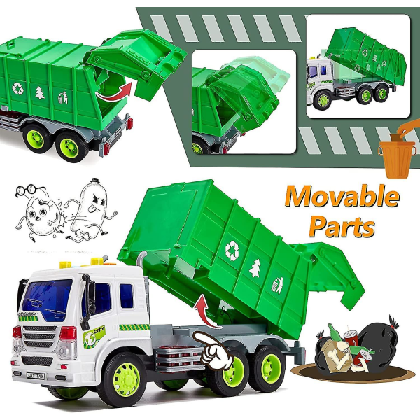 Roska-auton roska-auton lelut yli 3-vuotiaille pojille, roska-autojen pölyvaunulelu[HK]