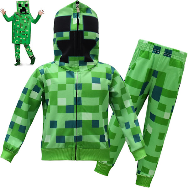 2 stk. Minecraft-kostymer for barn - Genser med hette og bukse - SHznv[HK] 130cm