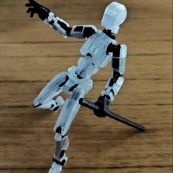 T13 Action Figure, Titan 13 Action Figure med 4 typer av vapen och 3 typer av händer, 3D- printed flerledad rörlig T13 Action Figur[HK] Clear white