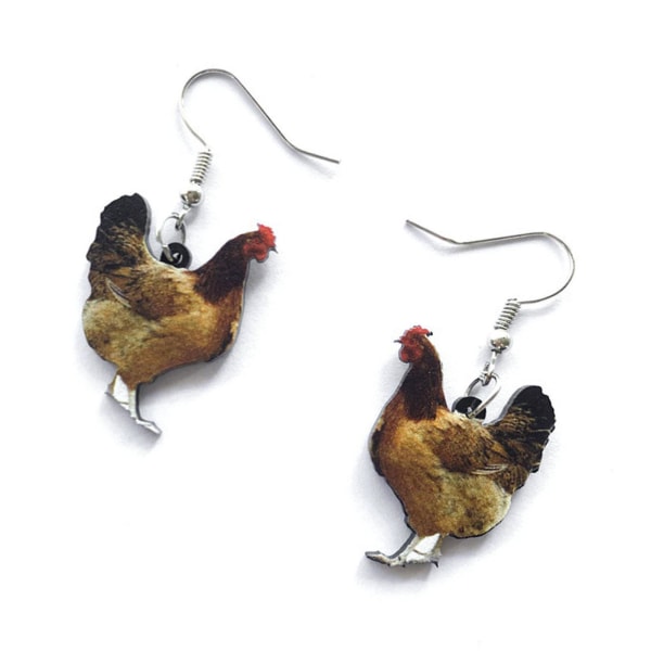 Acrylic Cute Hen Chicken Earrings Retro Style Dangle Drop Fashion Farm Animal